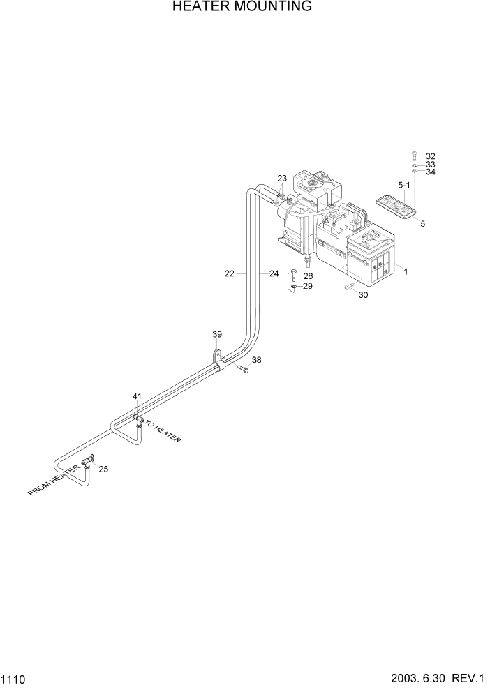 Схема запчастей Hyundai HL7803A - PAGE 1110 HEATER MOUNTING СИСТЕМА ДВИГАТЕЛЯ