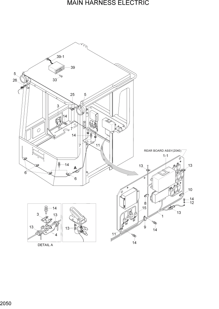 Схема запчастей Hyundai HL7803A - PAGE 2050 MAIN HARNESS ELECTRIC ЭЛЕКТРИЧЕСКАЯ СИСТЕМА