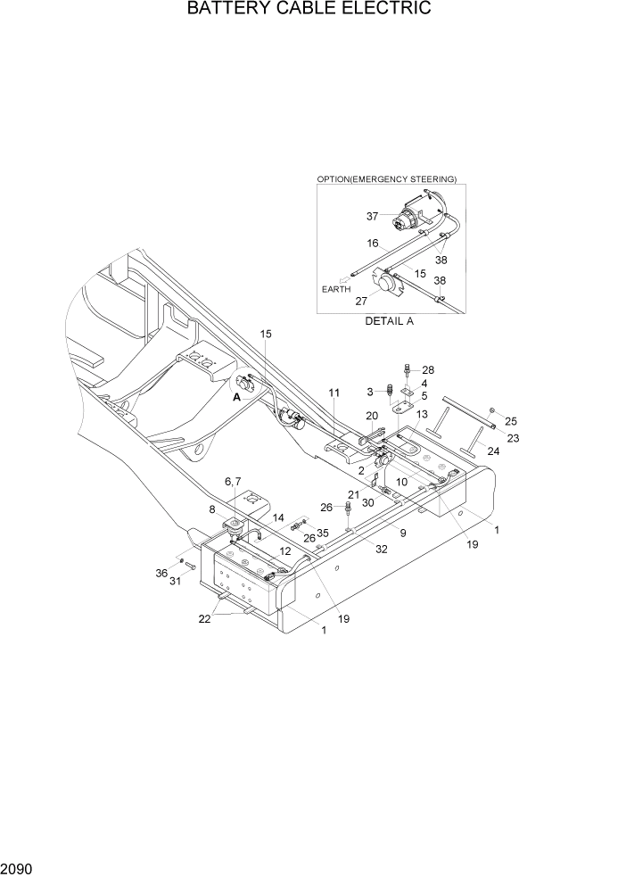 Схема запчастей Hyundai HL7803A - PAGE 2090 BATTERY CABLE ELECTRIC ЭЛЕКТРИЧЕСКАЯ СИСТЕМА