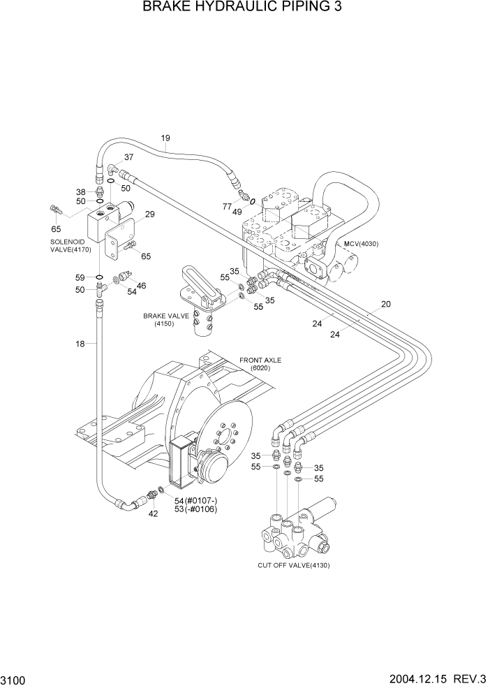 Схема запчастей Hyundai HL7803A - PAGE 3100 BRAKE HYDRAULIC PIPING 3 ГИДРАВЛИЧЕСКАЯ СИСТЕМА