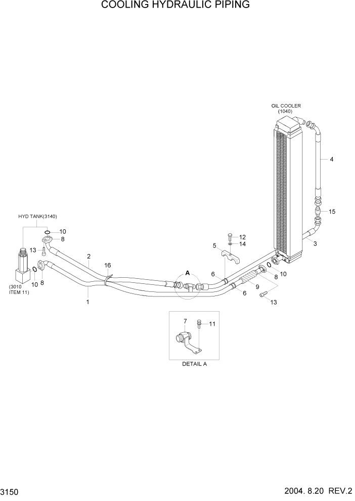 Схема запчастей Hyundai HL7803A - PAGE 3150 COOLING HYDRAULIC PIPING ГИДРАВЛИЧЕСКАЯ СИСТЕМА