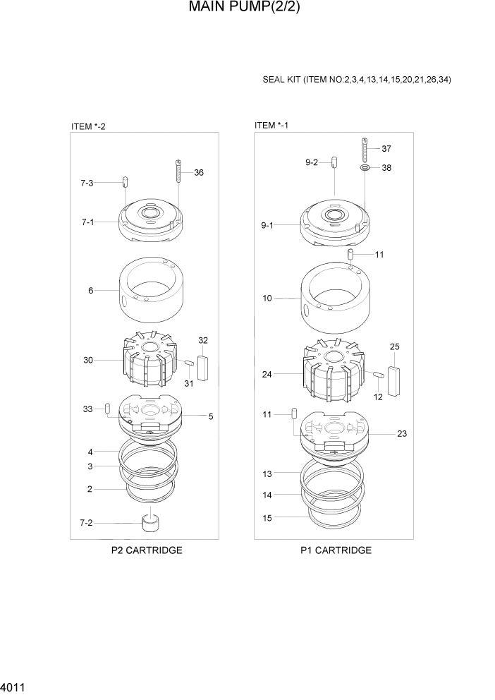 Схема запчастей Hyundai HL7803A - PAGE 4011 MAIN PUMP(2/2) ГИДРАВЛИЧЕСКИЕ КОМПОНЕНТЫ