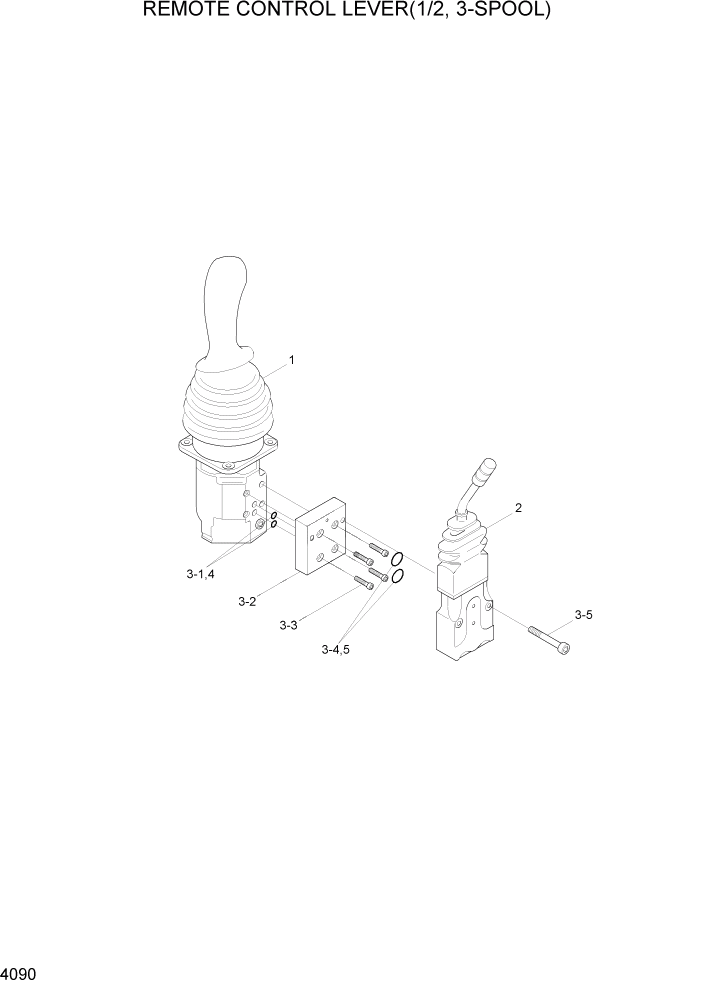 Схема запчастей Hyundai HL7803A - PAGE 4090 REMOTE CONTROL LEVER(1/2, 3-SPOOL) ГИДРАВЛИЧЕСКИЕ КОМПОНЕНТЫ