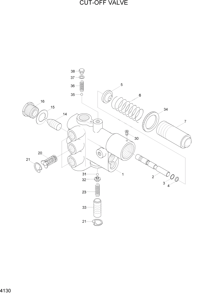 Схема запчастей Hyundai HL7803A - PAGE 4130 CUT-OFF VALVE ГИДРАВЛИЧЕСКИЕ КОМПОНЕНТЫ