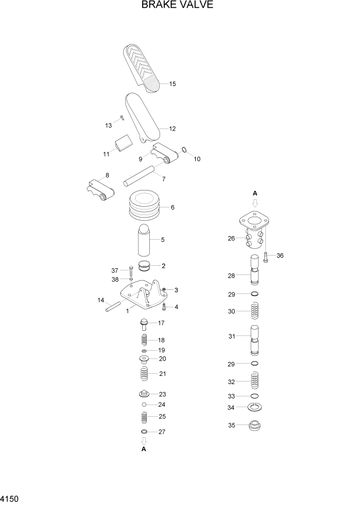 Схема запчастей Hyundai HL7803A - PAGE 4150 BRAKE VALVE ГИДРАВЛИЧЕСКИЕ КОМПОНЕНТЫ