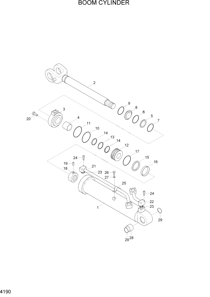 Схема запчастей Hyundai HL7803A - PAGE 4190 BOOM CYLINDER ГИДРАВЛИЧЕСКИЕ КОМПОНЕНТЫ