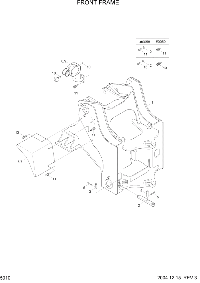 Схема запчастей Hyundai HL7803A - PAGE 5010 FRONT FRAME СТРУКТУРА