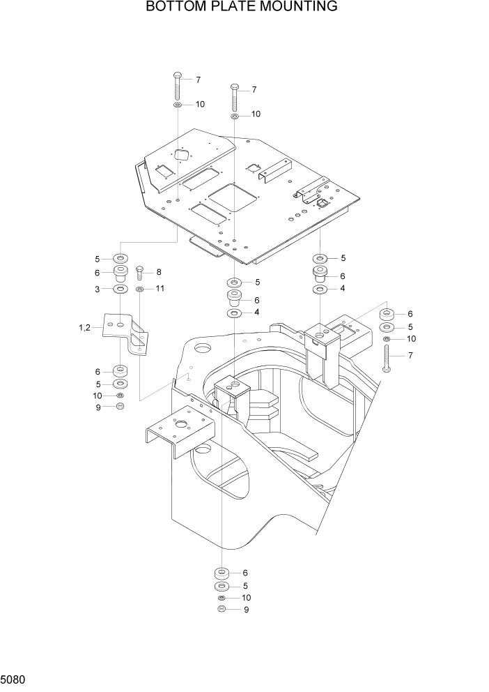 Схема запчастей Hyundai HL7803A - PAGE 5080 BOTTOM PLATE MOUNTING СТРУКТУРА