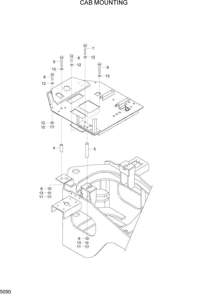 Схема запчастей Hyundai HL7803A - PAGE 5090 CAB MOUNTING СТРУКТУРА