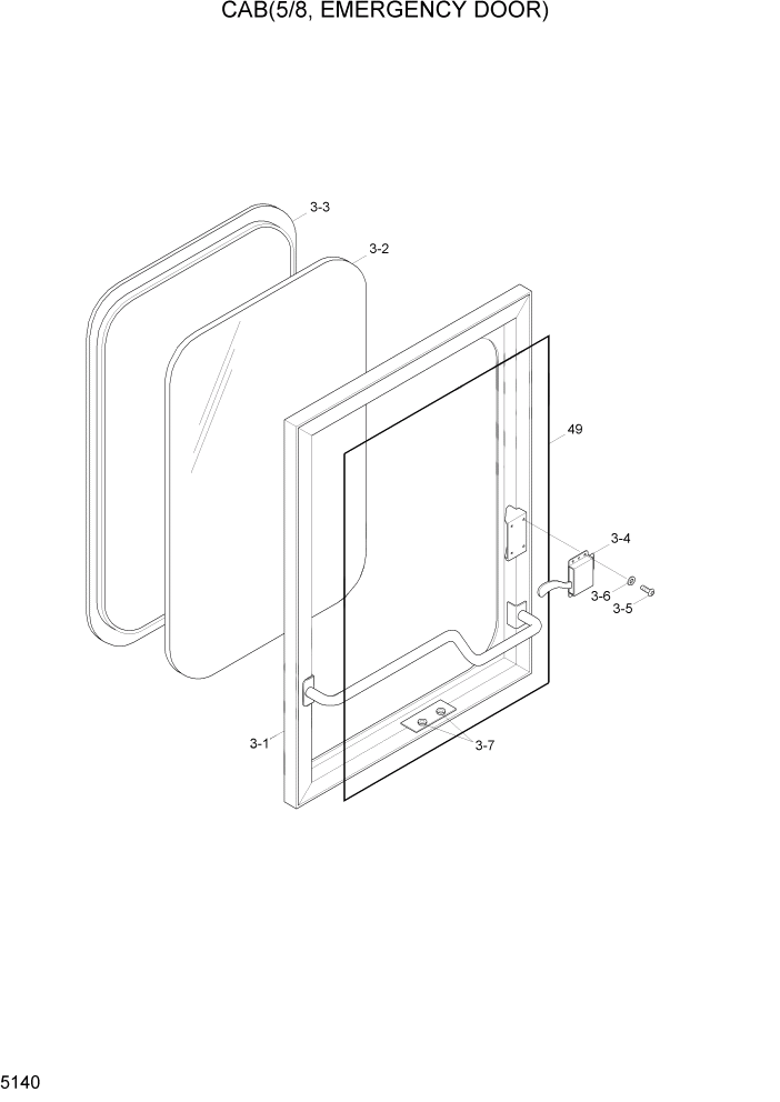 Схема запчастей Hyundai HL7803A - PAGE 5140 CAB(5/8, EMERGENCY DOOR) СТРУКТУРА