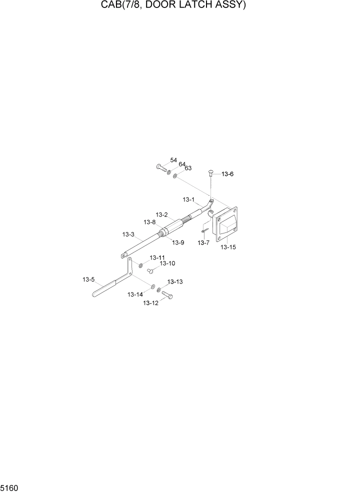 Схема запчастей Hyundai HL7803A - PAGE 5160 CAB(7/8, DOOR LATCH ASSY) СТРУКТУРА