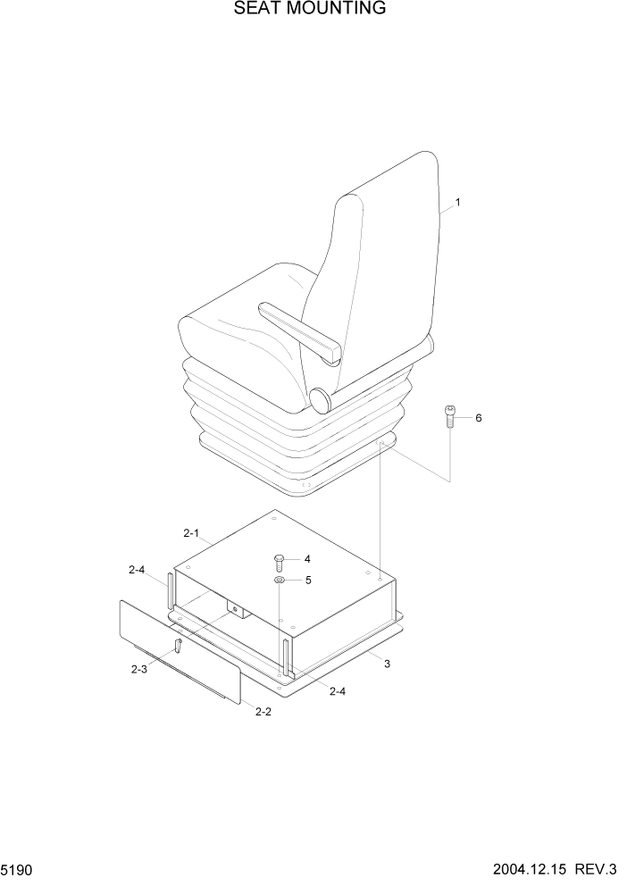 Схема запчастей Hyundai HL7803A - PAGE 5190 SEAT MOUNTING СТРУКТУРА