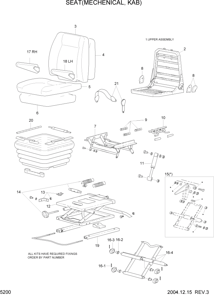 Схема запчастей Hyundai HL7803A - PAGE 5200 SEAT(MECHANICAL, KAB) СТРУКТУРА