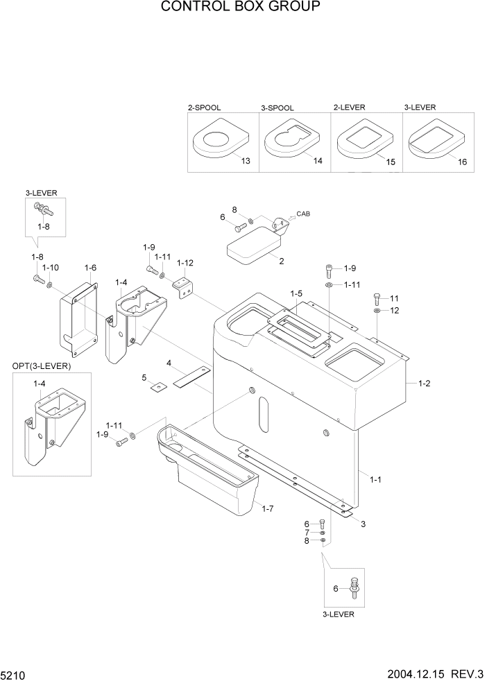 Схема запчастей Hyundai HL7803A - PAGE 5210 CONTROL BOX GROUP СТРУКТУРА