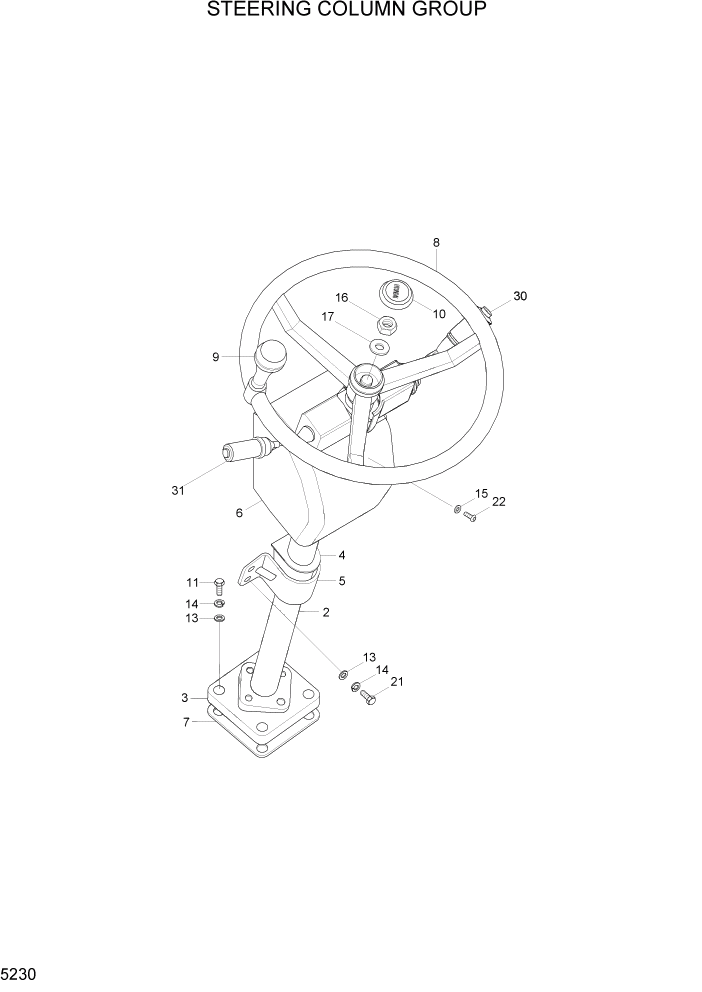 Схема запчастей Hyundai HL7803A - PAGE 5230 STEERING COLUMN GROUP СТРУКТУРА