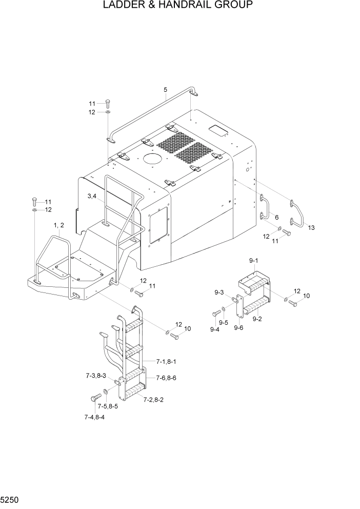 Схема запчастей Hyundai HL7803A - PAGE 5250 LADDER & HANDRAIL GROUP СТРУКТУРА