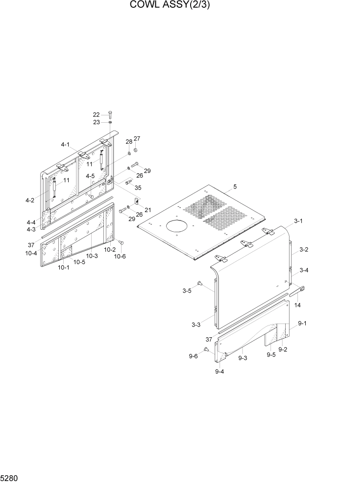 Схема запчастей Hyundai HL7803A - PAGE 5280 COWL ASSY(2/3) СТРУКТУРА