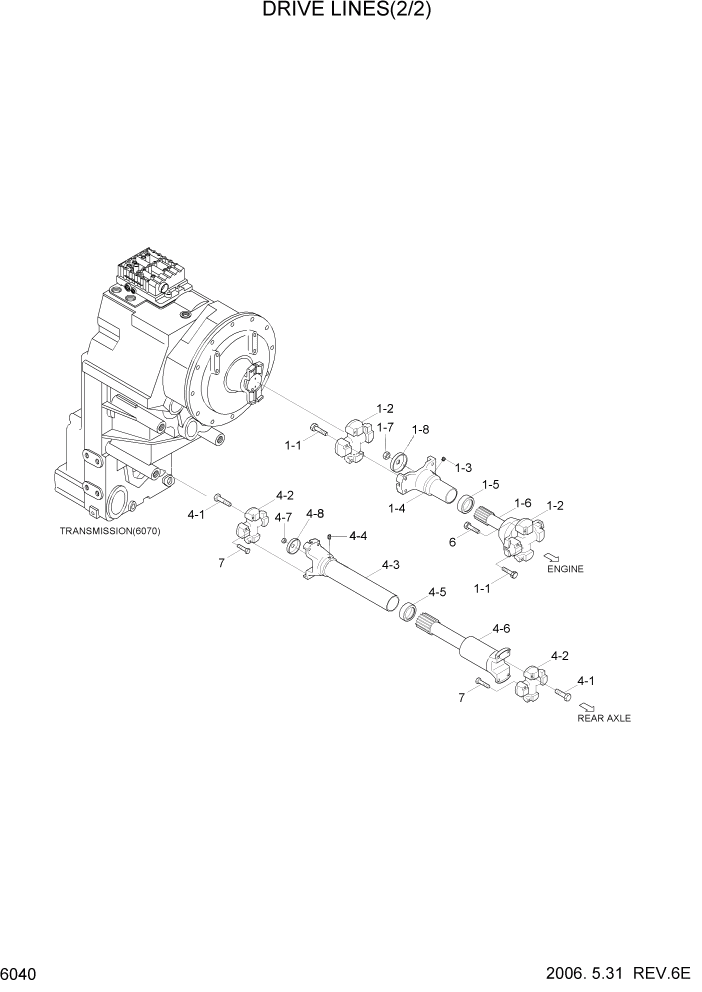 Схема запчастей Hyundai HL7803A - PAGE 6040 DRIVE LINES(2/2) СИЛОВАЯ СИСТЕМА