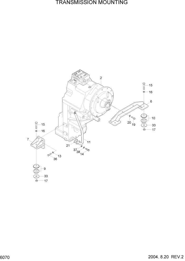 Схема запчастей Hyundai HL7803A - PAGE 6070 TRANSMISSION MOUNTING СИЛОВАЯ СИСТЕМА