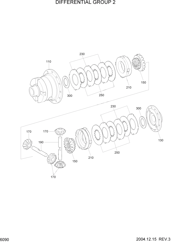 Схема запчастей Hyundai HL7803A - PAGE 6090 DIFFERENTIAL GROUP 2 СИЛОВАЯ СИСТЕМА