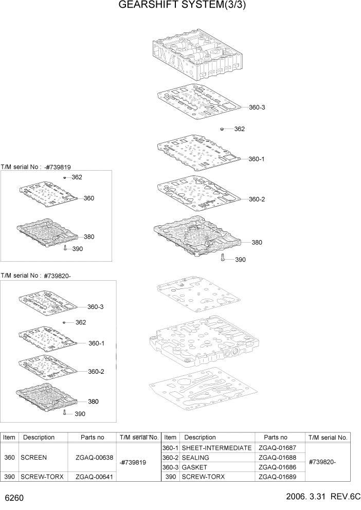 Схема запчастей Hyundai HL7803A - PAGE 6260 GEARSHIFT SYSTEM 3 СИЛОВАЯ СИСТЕМА