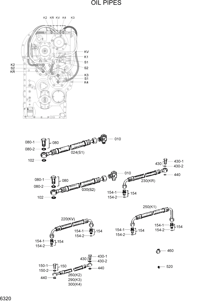 Схема запчастей Hyundai HL7803A - PAGE 6320 OIL PIPES СИЛОВАЯ СИСТЕМА