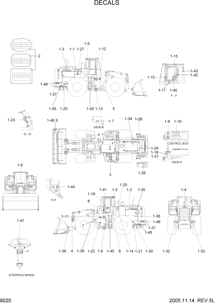 Схема запчастей Hyundai HL7803A - PAGE 8020 DECALS ДРУГИЕ ЧАСТИ