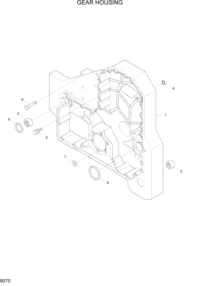 Схема запчастей Hyundai HL7803A - PAGE 9070 GEAR HOUSING ДВИГАТЕЛЬ БАЗА