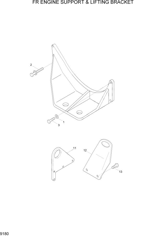 Схема запчастей Hyundai HL7803A - PAGE 9180 FR ENG SUPPORT & LIFT BRACKET ДВИГАТЕЛЬ БАЗА