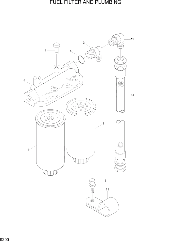 Схема запчастей Hyundai HL7803A - PAGE 9200 FUEL FILTER AND PLUMBING ДВИГАТЕЛЬ БАЗА