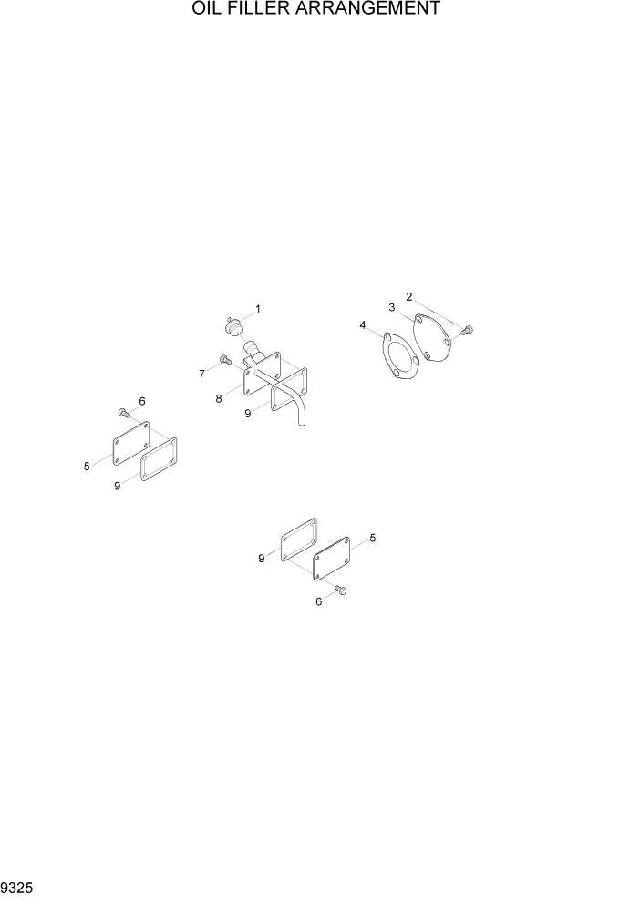 Схема запчастей Hyundai HL7803A - PAGE 9325 OIL FILLER ARRANGEMENT ДВИГАТЕЛЬ БАЗА