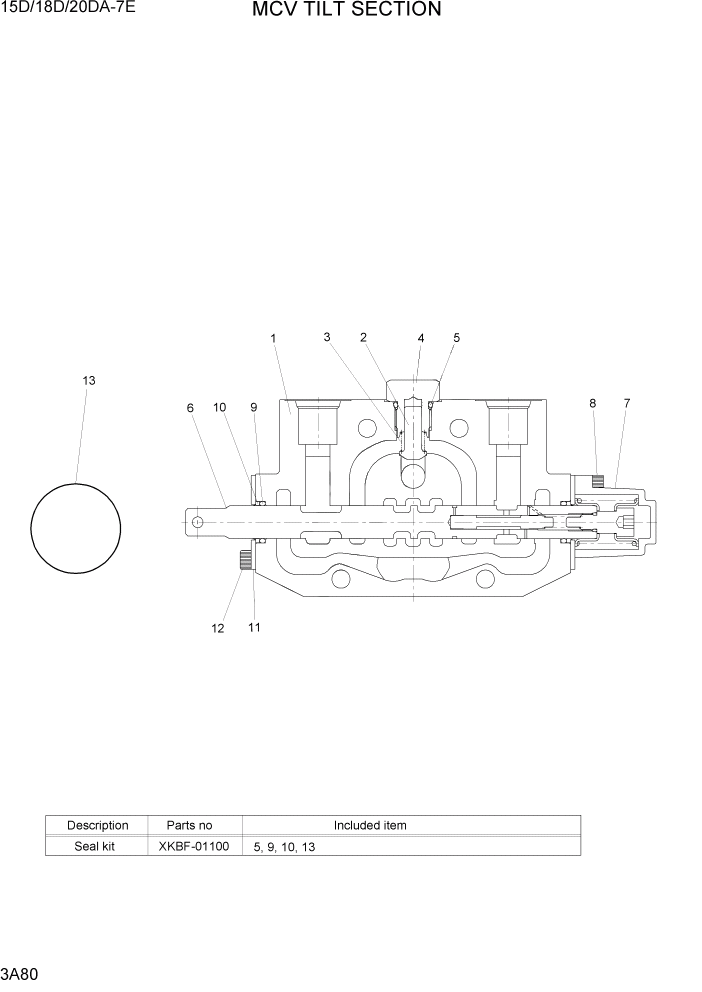 Схема запчастей Hyundai 15D/18D/20DA-7E - PAGE 3A80 MCV TILT SECTION ГИДРАВЛИЧЕСКАЯ СИСТЕМА