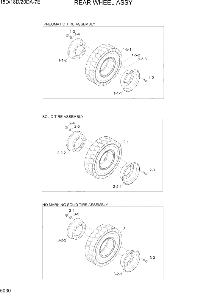 Схема запчастей Hyundai 15D/18D/20DA-7E - PAGE 5030 REAR WHEEL ASSY СИСТЕМА УПРАВЛЕНИЯ