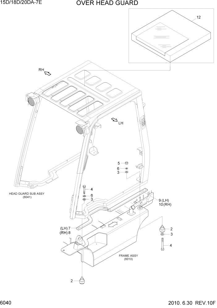 Схема запчастей Hyundai 15D/18D/20DA-7E - PAGE 6040 OVER HEARD GUARD СТРУКТУРА