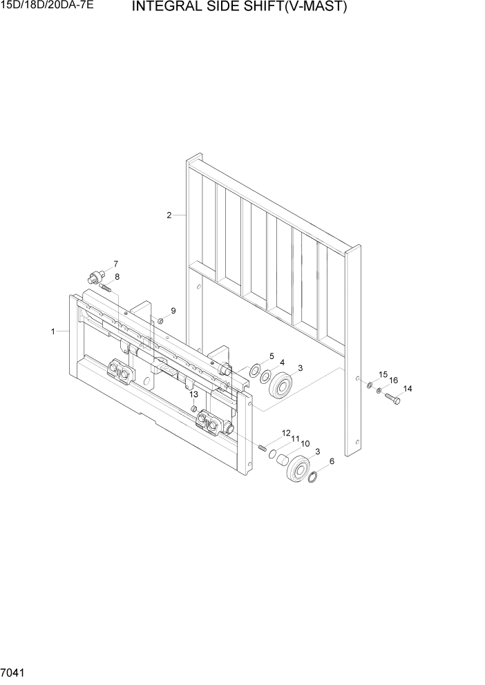 Схема запчастей Hyundai 15D/18D/20DA-7E - PAGE 7041 INTEGRAL SIDE SHIFT(V-MAST) РАБОЧЕЕ ОБОРУДОВАНИЕ