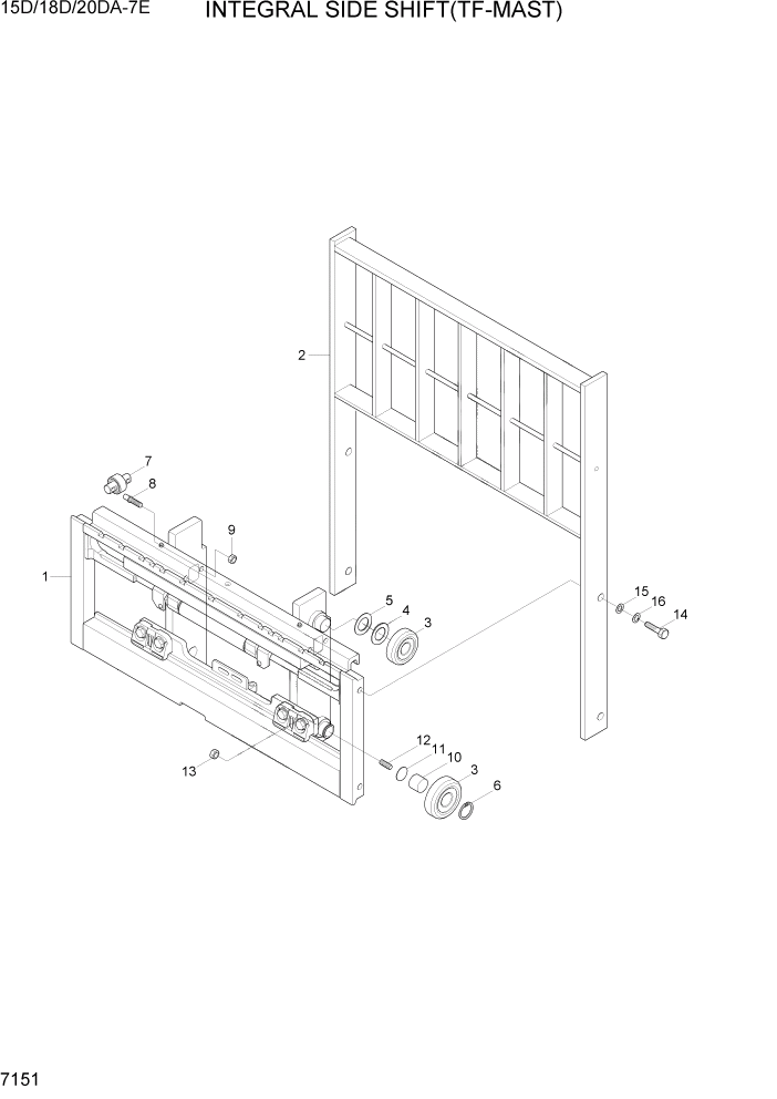 Схема запчастей Hyundai 15D/18D/20DA-7E - PAGE 7151 INTEGRAL SIDE SHIFT(TF-MAST) РАБОЧЕЕ ОБОРУДОВАНИЕ