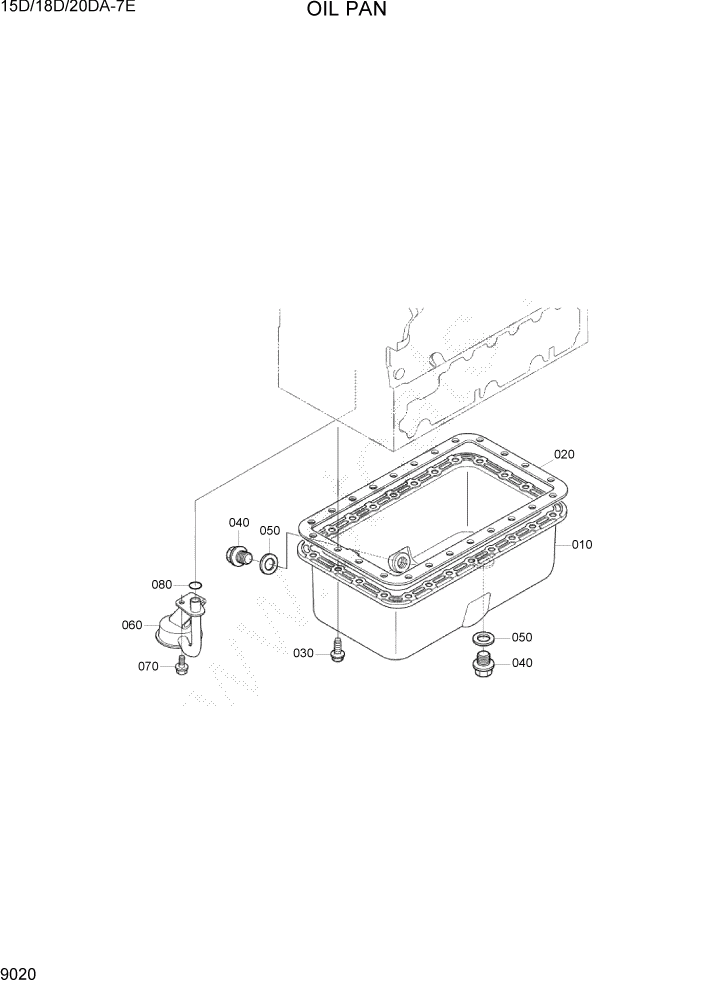 Схема запчастей Hyundai 15D/18D/20DA-7E - PAGE 9020 OIL PAN ДВИГАТЕЛЬ БАЗА