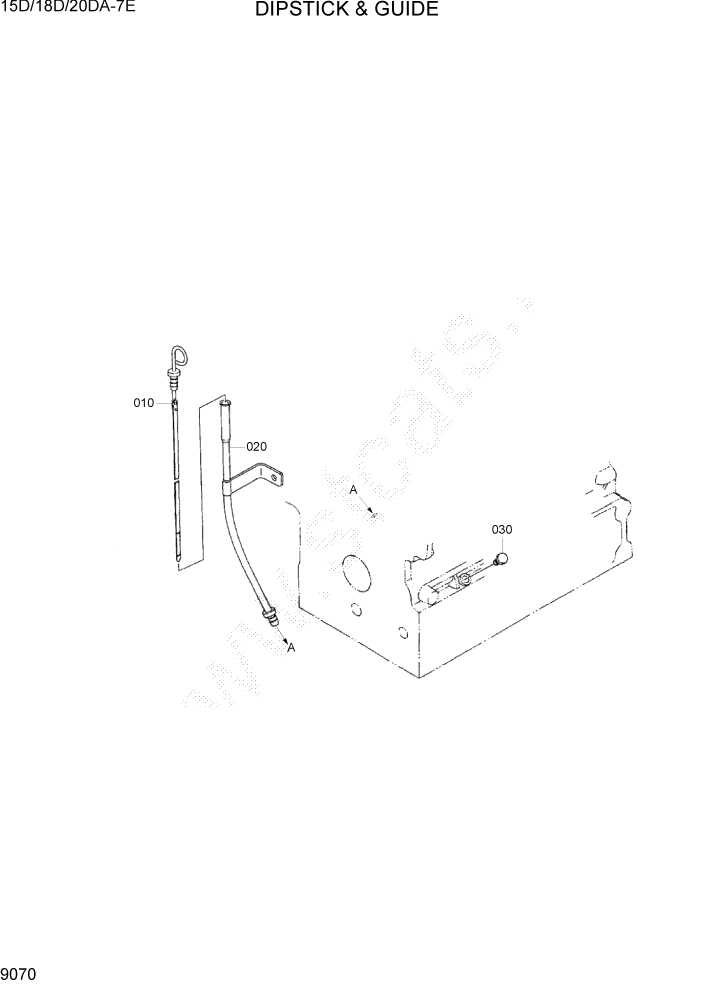 Схема запчастей Hyundai 15D/18D/20DA-7E - PAGE 9070 DIPSTICK & GUIDE ДВИГАТЕЛЬ БАЗА