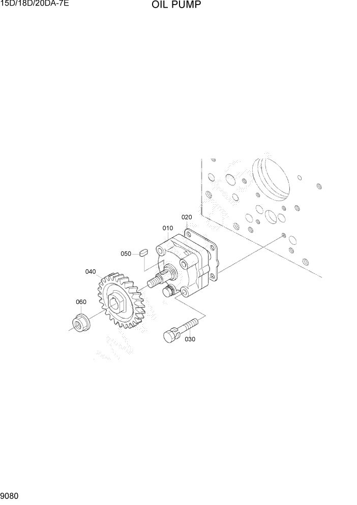 Схема запчастей Hyundai 15D/18D/20DA-7E - PAGE 9080 OIL PUMP ДВИГАТЕЛЬ БАЗА