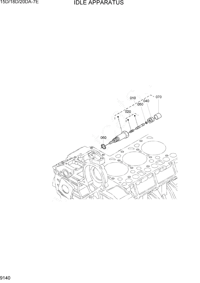 Схема запчастей Hyundai 15D/18D/20DA-7E - PAGE 9140 IDLE APPARATUS ДВИГАТЕЛЬ БАЗА