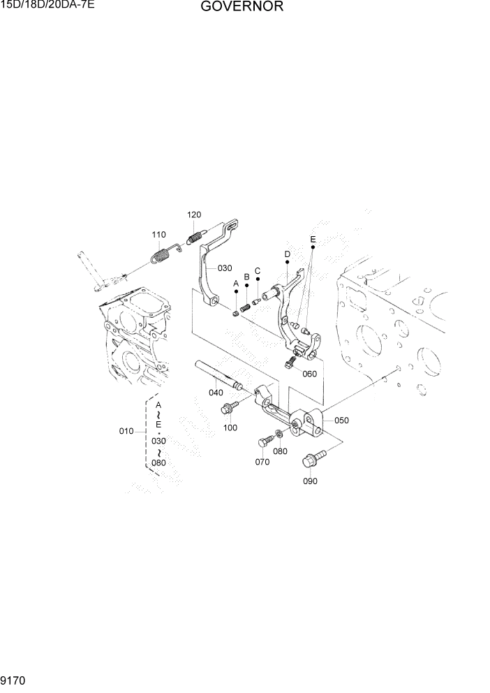 Схема запчастей Hyundai 15D/18D/20DA-7E - PAGE 9170 GOVERNOR ДВИГАТЕЛЬ БАЗА