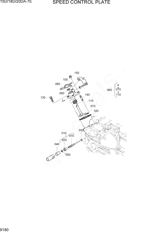 Схема запчастей Hyundai 15D/18D/20DA-7E - PAGE 9180 SPEED CONTROL PLATE ДВИГАТЕЛЬ БАЗА
