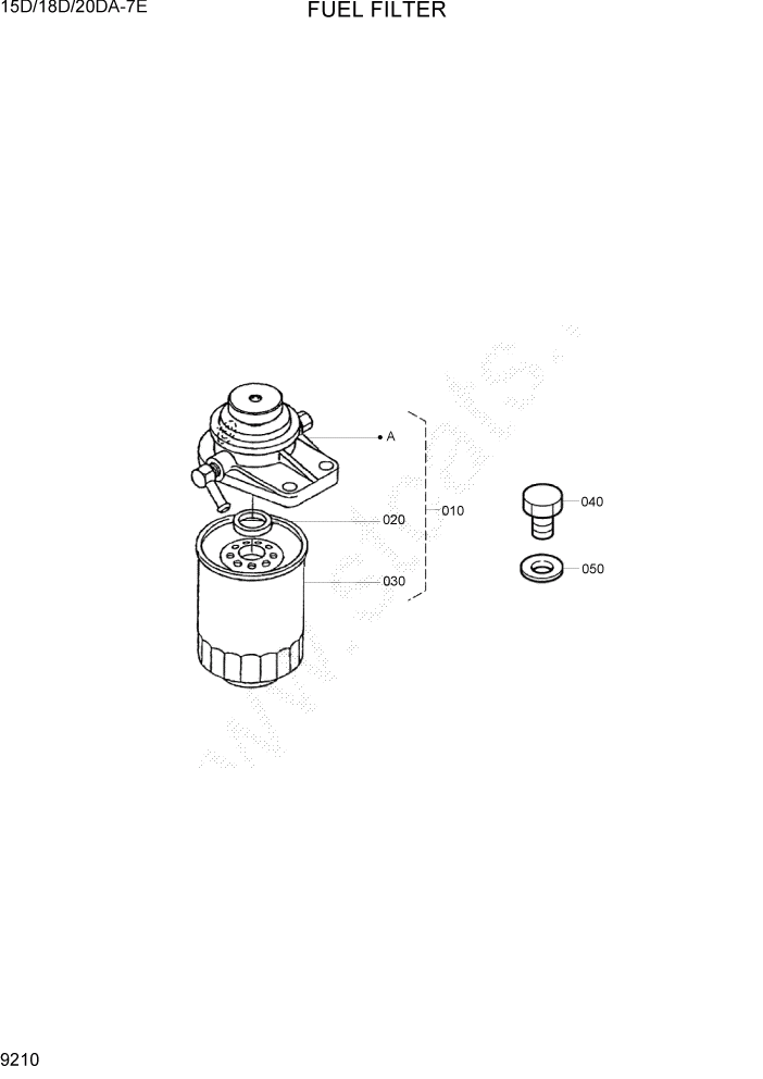 Схема запчастей Hyundai 15D/18D/20DA-7E - PAGE 9210 FUEL FILTER ДВИГАТЕЛЬ БАЗА