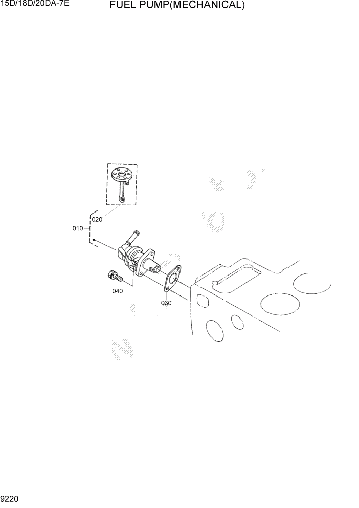 Схема запчастей Hyundai 15D/18D/20DA-7E - PAGE 9220 FUEL PUMP(MECHANICAL) ДВИГАТЕЛЬ БАЗА