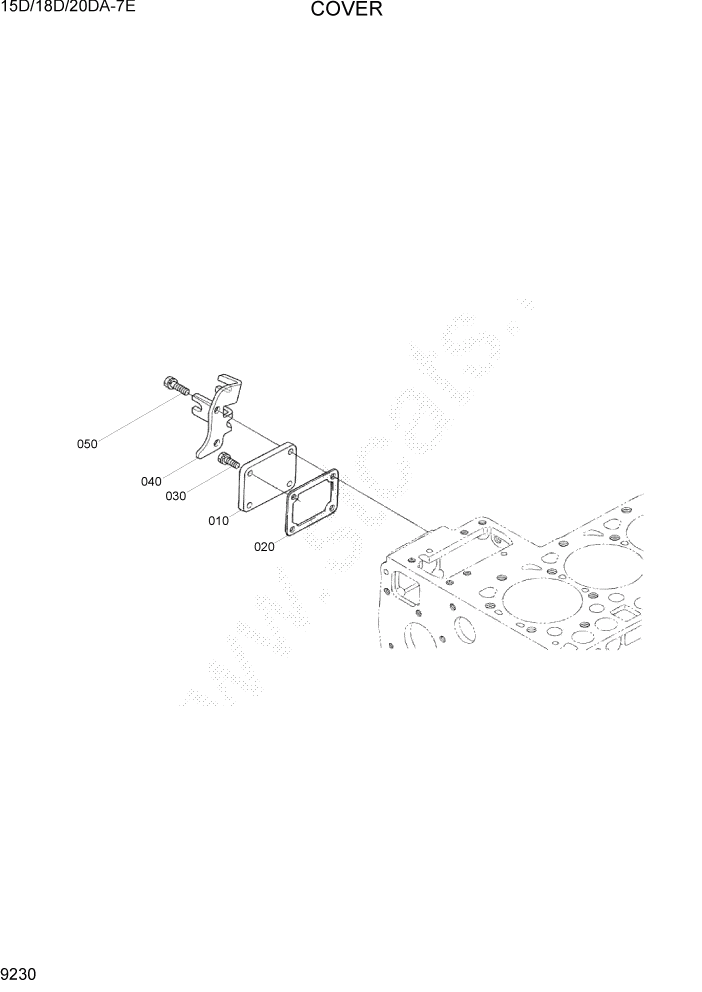 Схема запчастей Hyundai 15D/18D/20DA-7E - PAGE 9230 COVER ДВИГАТЕЛЬ БАЗА