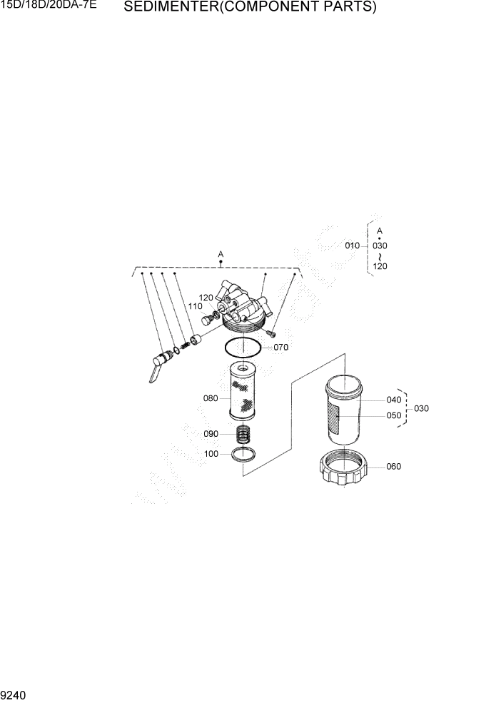 Схема запчастей Hyundai 15D/18D/20DA-7E - PAGE 9240 SEDIMENTER(COMPONENT PARTS) ДВИГАТЕЛЬ БАЗА