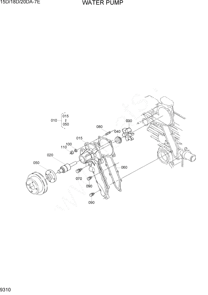 Схема запчастей Hyundai 15D/18D/20DA-7E - PAGE 9310 WATER PUMP ДВИГАТЕЛЬ БАЗА