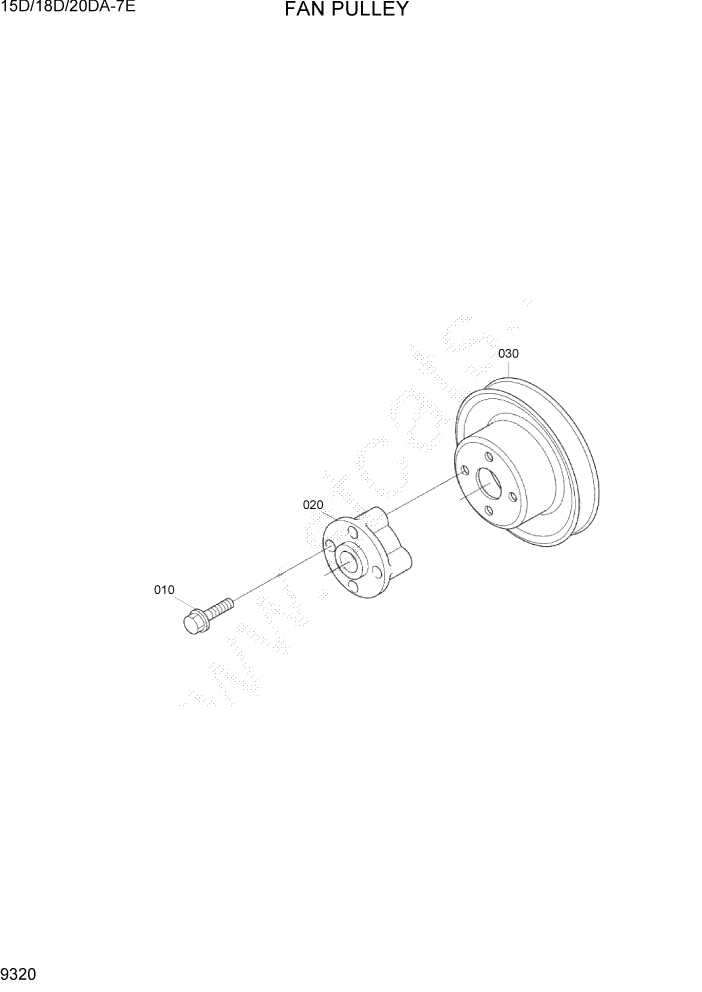 Схема запчастей Hyundai 15D/18D/20DA-7E - PAGE 9320 FAN PULLEY ДВИГАТЕЛЬ БАЗА