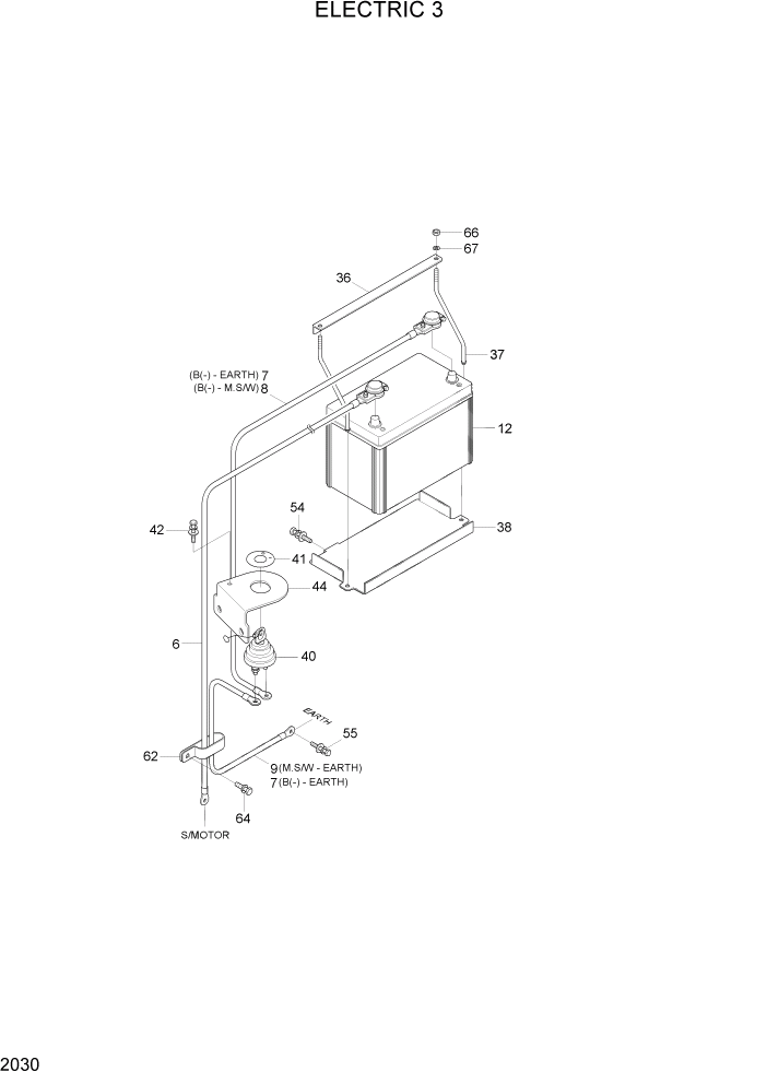 Схема запчастей Hyundai 20/25/30/33D-7 - PAGE 2030 ELECTRIC 3 ЭЛЕКТРИЧЕСКАЯ СИСТЕМА