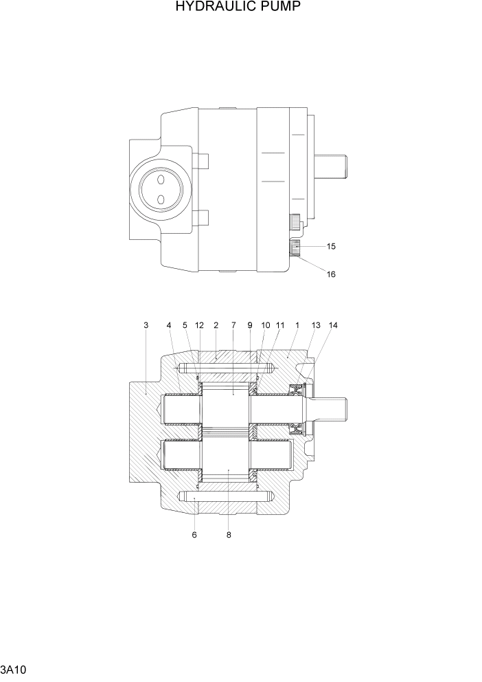 Схема запчастей Hyundai 20/25/30/33D-7 - PAGE 3A10 HYDRAULIC PUMP ГИДРАВЛИЧЕСКАЯ СИСТЕМА